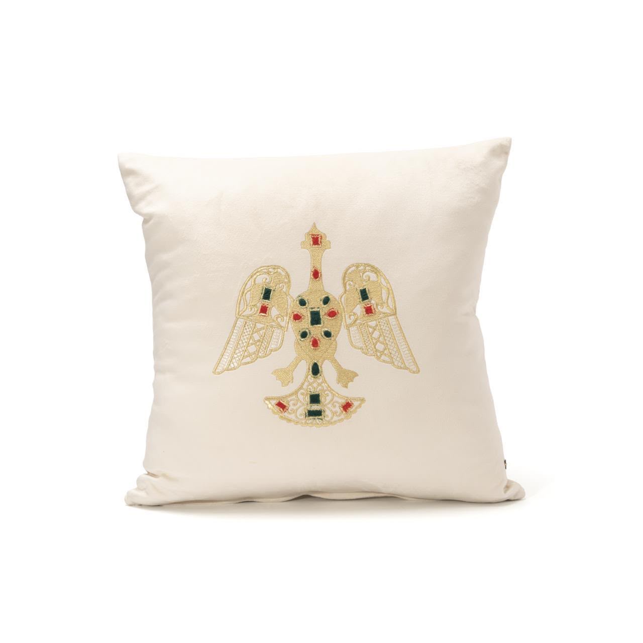 Coussin en velours brodé (Aigle)